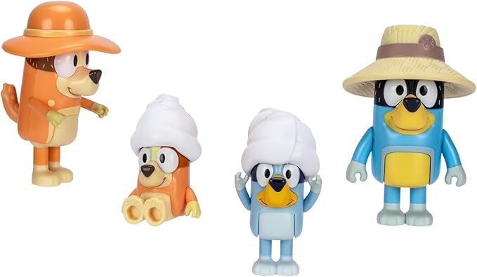 Bluey Holiday Figure 4 Pack Family Trip