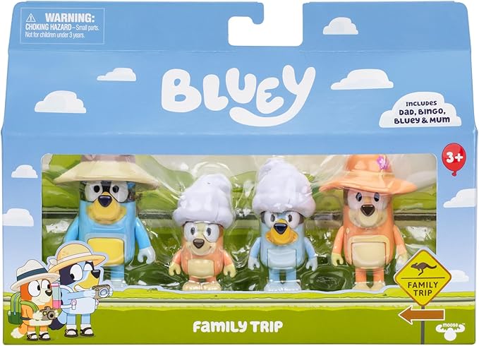 Bluey Holiday Figure 4 Pack Family Trip