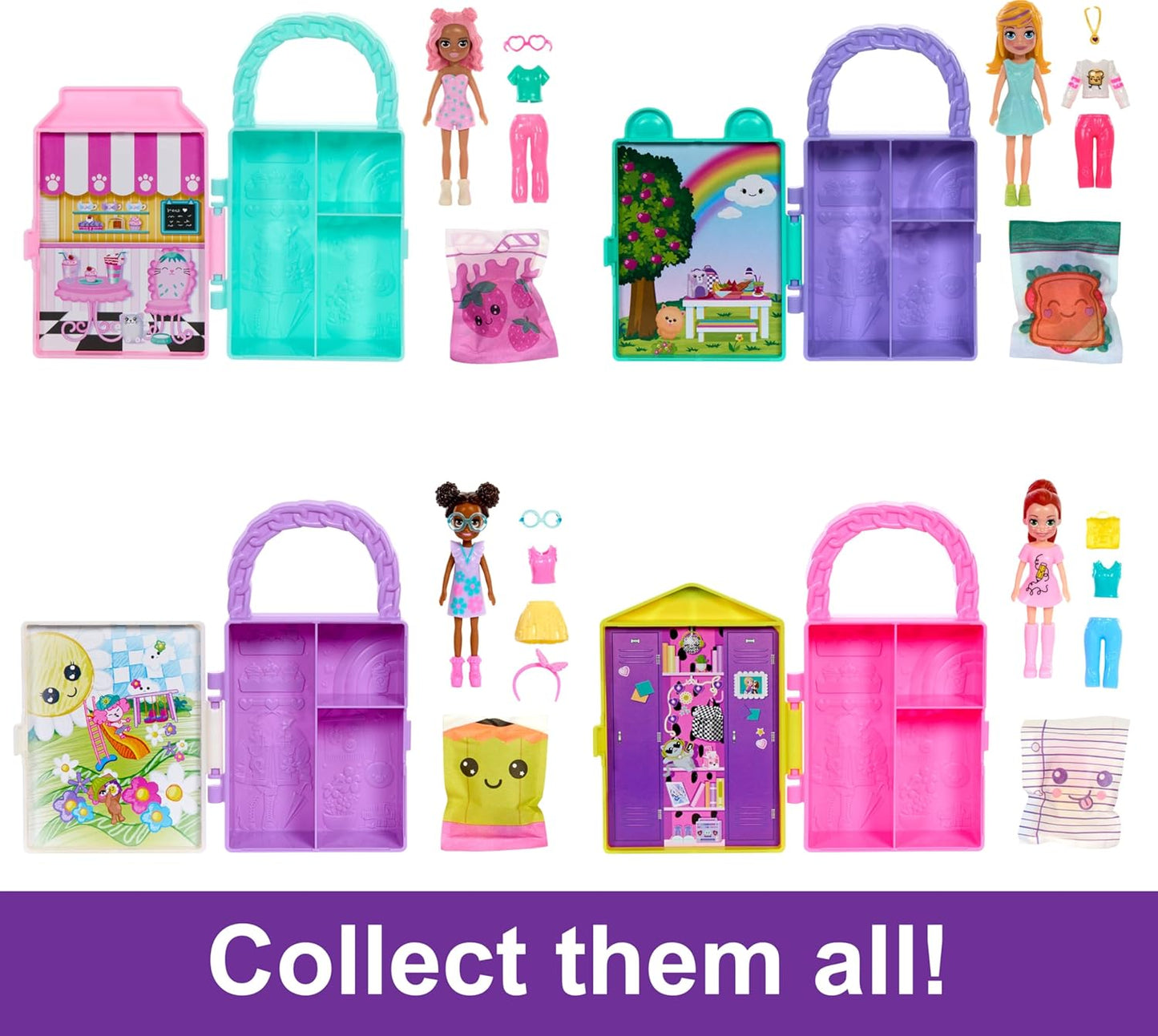 Polly Pocket 6 Item Bundle Box Includes Lil Styles Playsets RRP £89.94