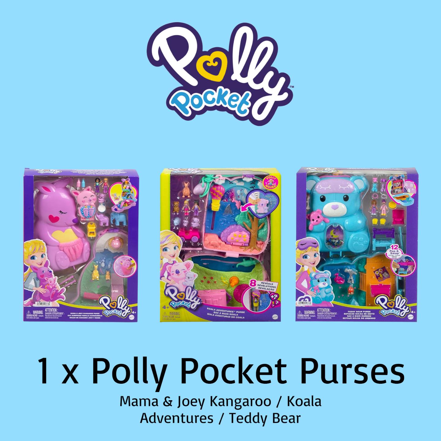 Polly Pocket 3 Item Bundle Box Includes Purse, Reveals & Playsets RRP £52.47
