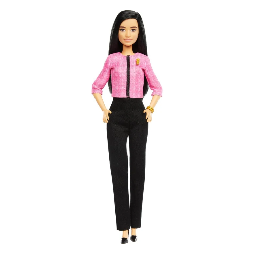 Barbie Future Leader Doll With Black Hair, 2 Golden Bracelets & Pin, Includes Sticker