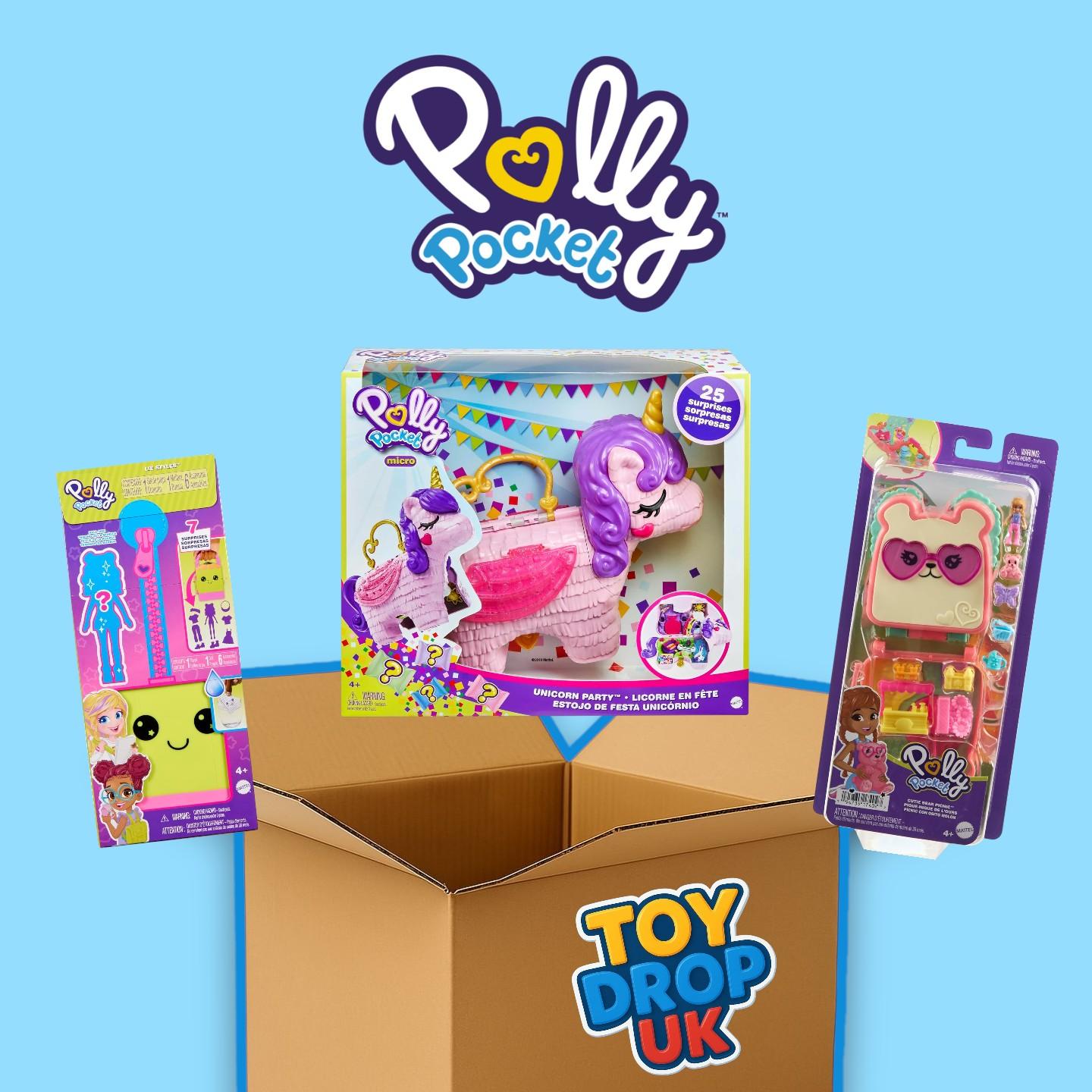Polly Pocket 3 Item Bundle Box Includes Unicorn Party Playset RRP £51.97